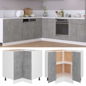 Concrete gray engineered wood corner lower cabinet by vidaXL, Kitchen cabinets - Ref: Foro24-802493, Price: 107,50 €, Discoun...