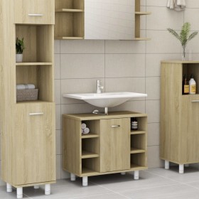 Oak-colored plywood bathroom cabinet 60x32x53.5 cm by vidaXL, Bathroom furniture - Ref: Foro24-802636, Price: 46,34 €, Discou...