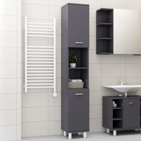 Glossy gray plywood bathroom cabinet 30x30x179 cm by vidaXL, Bathroom furniture - Ref: Foro24-802632, Price: 121,29 €, Discou...