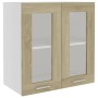 Glass and engineered oak wood hanging cabinet 60x31x60 cm by vidaXL, Kitchen cabinets - Ref: Foro24-802524, Price: 71,75 €, D...