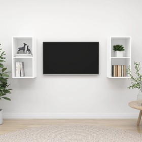 TV wall cabinets 2 pcs plywood white by vidaXL, TV Furniture - Ref: Foro24-3079844, Price: 67,99 €, Discount: %