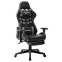 Silla de gaming con reposapiés cuero sintético negro y gris de vidaXL, Sillones para videojuegos - Ref: Foro24-20514, Precio:...