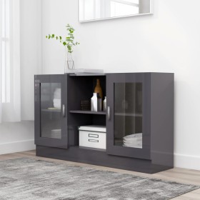 Vitrina de madera contrachapada gris brillo 120x30,5x70 cm de vidaXL, Aparadores - Ref: Foro24-802794, Precio: 120,99 €, Desc...