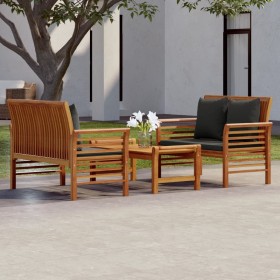 3-piece garden furniture set with acacia wood cushions by vidaXL, Garden sets - Ref: Foro24-3058099, Price: 421,99 €, Discoun...