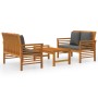 Set de muebles para jardín 3 piezas con cojines madera acacia de vidaXL, Conjuntos de jardín - Ref: Foro24-3058099, Precio: 4...