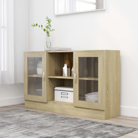 Vitrina de madera contrachapada color roble 120x30,5x70 cm de vidaXL, Aparadores - Ref: Foro24-802789, Precio: 114,47 €, Desc...