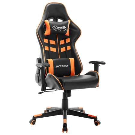 Silla de gaming de cuero sintético negro y naranja de vidaXL, Sillones para videojuegos - Ref: Foro24-20508, Precio: 149,23 €...