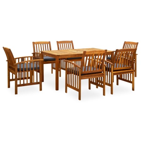 Set comedor de jardín 7 pzas y cojines madera maciza de acacia de vidaXL, Conjuntos de jardín - Ref: Foro24-3058089, Precio: ...