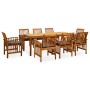 Set comedor de jardín 9 pzas y cojines madera maciza de acacia de vidaXL, Conjuntos de jardín - Ref: Foro24-3058093, Precio: ...