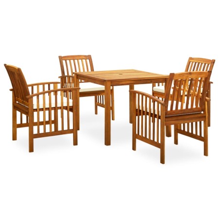 Set comedor de jardín 5 pzas y cojines madera maciza de acacia de vidaXL, Conjuntos de jardín - Ref: Foro24-3058083, Precio: ...