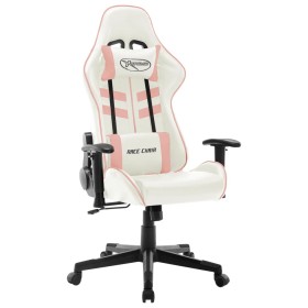 Silla de gaming de cuero sintético blanco y rosa de vidaXL, Sillones para videojuegos - Ref: Foro24-20534, Precio: 196,99 €, ...