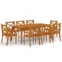 Juego de comedor de jardín 9 piezas madera maciza de acacia de vidaXL, Conjuntos de jardín - Ref: Foro24-3058006, Precio: 784...