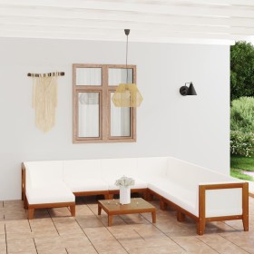 Garden furniture and cushions set 9 pieces solid acacia wood by vidaXL, Garden sets - Ref: Foro24-3058132, Price: 984,99 €, D...