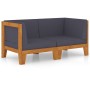 2-Sitzer-Sofa mit dunkelgrauen Kissen aus massivem Akazienholz von vidaXL, Gartensets - Ref: Foro24-3058113, Preis: 252,02 €,...