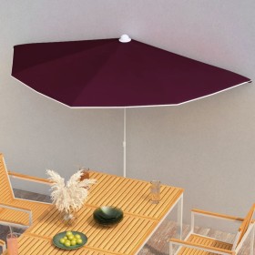 Semicircular garden umbrella with pole 180x90 cm burgundy red by vidaXL, Umbrellas - Ref: Foro24-315563, Price: 27,99 €, Disc...