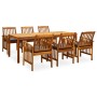 Set comedor de jardín 7 pzas y cojines madera maciza de acacia de vidaXL, Conjuntos de jardín - Ref: Foro24-3058092, Precio: ...