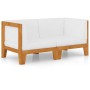 Two-seater sofa and cream white cushions made of solid acacia wood by vidaXL, Garden sets - Ref: Foro24-3058112, Price: 241,4...