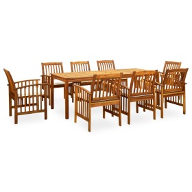 Set comedor de jardín 9 pzas y cojines madera maciza de acacia de vidaXL, Conjuntos de jardín - Ref: Foro24-3058091, Precio: ...