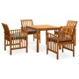 Set comedor de jardín 5 pzas y cojines madera maciza de acacia de vidaXL, Conjuntos de jardín - Ref: Foro24-3058085, Precio: ...