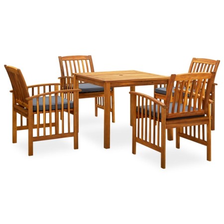 Set comedor de jardín 5 pzas y cojines madera maciza de acacia de vidaXL, Conjuntos de jardín - Ref: Foro24-3058085, Precio: ...