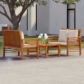 Set de muebles para jardín 3 piezas con cojines madera acacia de vidaXL, Conjuntos de jardín - Ref: Foro24-3058095, Precio: 4...