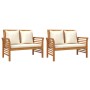 3-piece garden furniture set with acacia wood cushions by vidaXL, Garden sets - Ref: Foro24-3058095, Price: 409,45 €, Discoun...