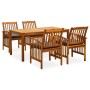 Set comedor de jardín 5 pzas y cojines madera maciza de acacia de vidaXL, Conjuntos de jardín - Ref: Foro24-3058088, Precio: ...