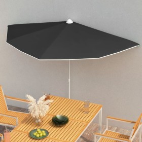 Semicircular garden umbrella with pole 300x150 cm black by vidaXL, Umbrellas - Ref: Foro24-315565, Price: 29,96 €, Discount: %