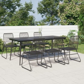 Garden dining set 7 pieces black PVC rattan by vidaXL, Garden sets - Ref: Foro24-3060271, Price: 490,45 €, Discount: %