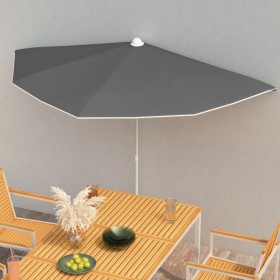 Semicircular garden umbrella with pole 300x150 cm anthracite gray by vidaXL, Umbrellas - Ref: Foro24-315561, Price: 24,99 €, ...