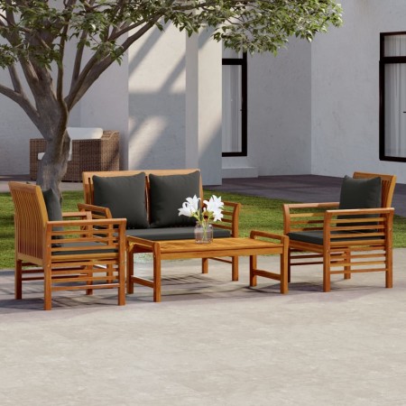 Set muebles de jardín 4 pzas y cojines madera maciza de acacia de vidaXL, Conjuntos de jardín - Ref: Foro24-3058098, Precio: ...