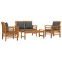 Set muebles de jardín 4 pzas y cojines madera maciza de acacia de vidaXL, Conjuntos de jardín - Ref: Foro24-3058098, Precio: ...