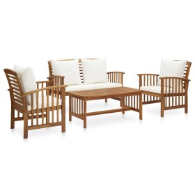 Garden furniture 4 pieces with cushions solid acacia wood by vidaXL, Garden sets - Ref: Foro24-3057975, Price: 498,56 €, Disc...