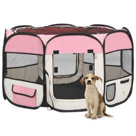 Foldable dog playpen and pink transport bag 110x110x58cm by vidaXL, Dog kennels and fences - Ref: Foro24-171010, Price: 48,99...