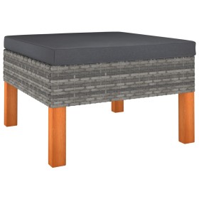 Footstool in synthetic rattan and solid eucalyptus wood by vidaXL, Modular outdoor sofas - Ref: Foro24-315752, Price: 38,59 €...