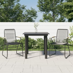 Garden dining set 3 pieces black PVC rattan by vidaXL, Garden sets - Ref: Foro24-3060273, Price: 205,34 €, Discount: %