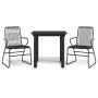 Garden dining set 3 pieces black PVC rattan by vidaXL, Garden sets - Ref: Foro24-3060273, Price: 209,05 €, Discount: %