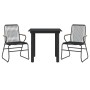 Garden dining set 3 pieces black PVC rattan by vidaXL, Garden sets - Ref: Foro24-3060273, Price: 209,05 €, Discount: %