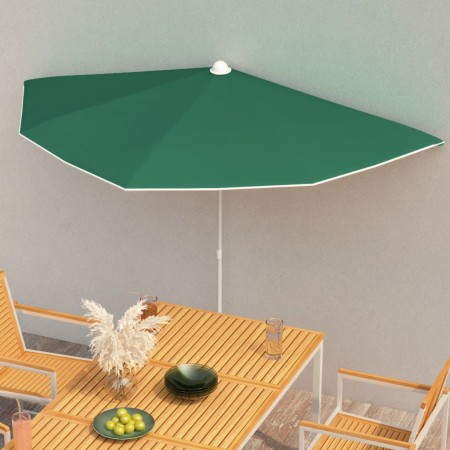 Semicircular garden umbrella with pole 300x150 cm green by vidaXL, Umbrellas - Ref: Foro24-315560, Price: 28,48 €, Discount: %