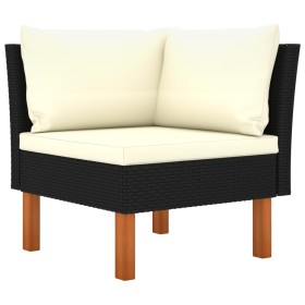 Ecksofa aus synthetischem Rattan und massivem Eukalyptusholz von vidaXL, Modulare Sofas für den Außenbereich - Ref: Foro24-31...