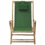 Silla de relax reclinable de bambú y tela verde de vidaXL, Sillas de jardín - Ref: Foro24-313027, Precio: 52,56 €, Descuento: %