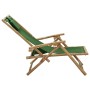 Silla de relax reclinable de bambú y tela verde de vidaXL, Sillas de jardín - Ref: Foro24-313027, Precio: 52,56 €, Descuento: %