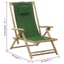 Silla de relax reclinable de bambú y tela verde de vidaXL, Sillas de jardín - Ref: Foro24-313027, Precio: 52,56 €, Descuento: %