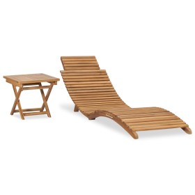 Folding sun lounger with solid teak wood table by vidaXL, Loungers - Ref: Foro24-310666, Price: 163,99 €, Discount: %