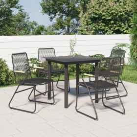 Garden dining set 5 pieces black PVC rattan by vidaXL, Garden sets - Ref: Foro24-3060274, Price: 310,17 €, Discount: %