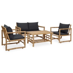 Bamboo 4-piece garden furniture set with cushions by vidaXL, Garden sets - Ref: Foro24-315601, Price: 395,55 €, Discount: %