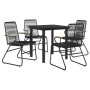 Garden dining set 5 pieces black PVC rattan by vidaXL, Garden sets - Ref: Foro24-3060274, Price: 304,67 €, Discount: %