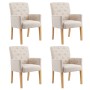 Sillas de comedor con reposabrazos 4 unidades de tela beige de vidaXL, Sillas de comedor - Ref: Foro24-3058295, Precio: 618,3...