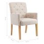 Sillas de comedor con reposabrazos 4 unidades de tela beige de vidaXL, Sillas de comedor - Ref: Foro24-3058295, Precio: 618,3...