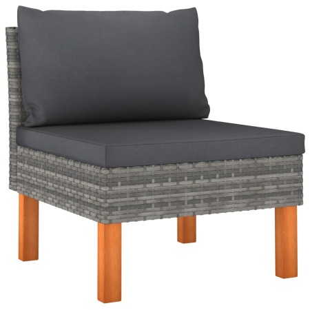 Zentrales Sofa aus synthetischem Rattan und massivem Eukalyptusholz von vidaXL, Modulare Sofas für den Außenbereich - Ref: Fo...